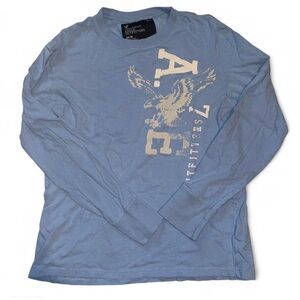 American Eagle Outfitters Light Blue Graphic Long Sleeve Tee